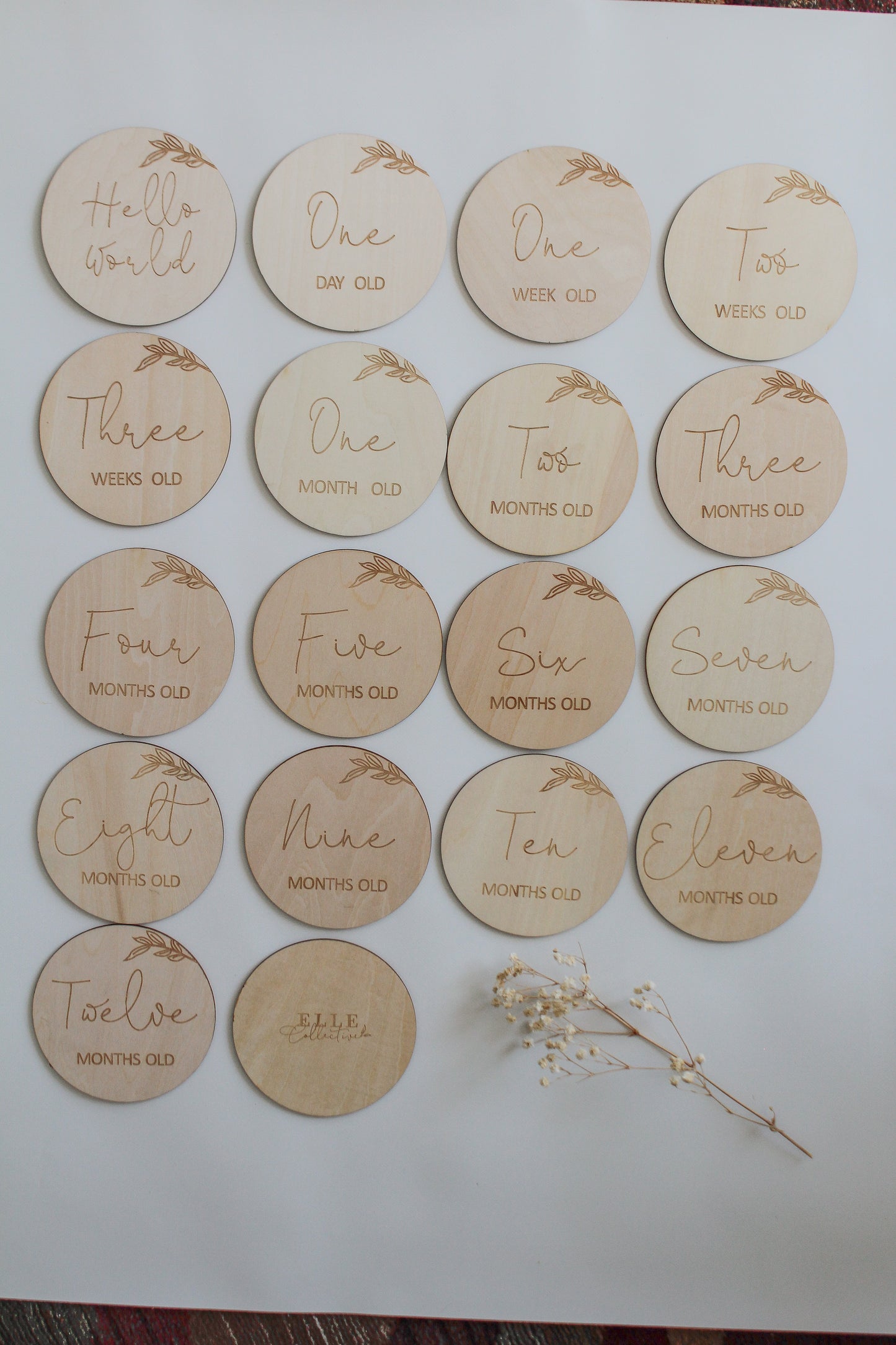 Elle Collective | Baby Milestone Plaques - 9 piece set